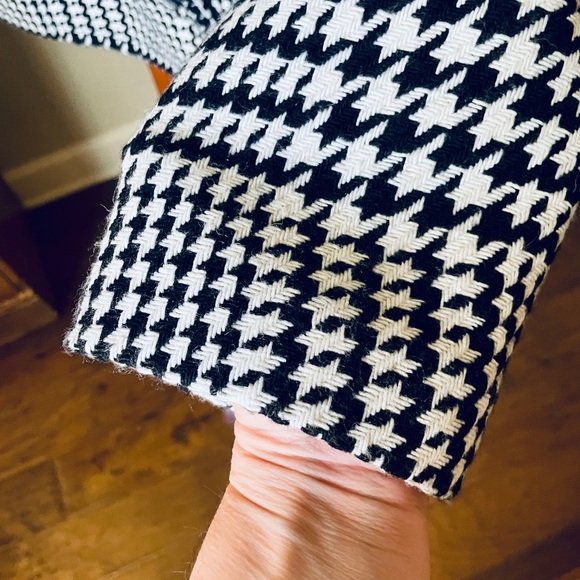 Liz Claiborne wool blend houndstooth button pea coat SZ L white black - Picture 6 of 8